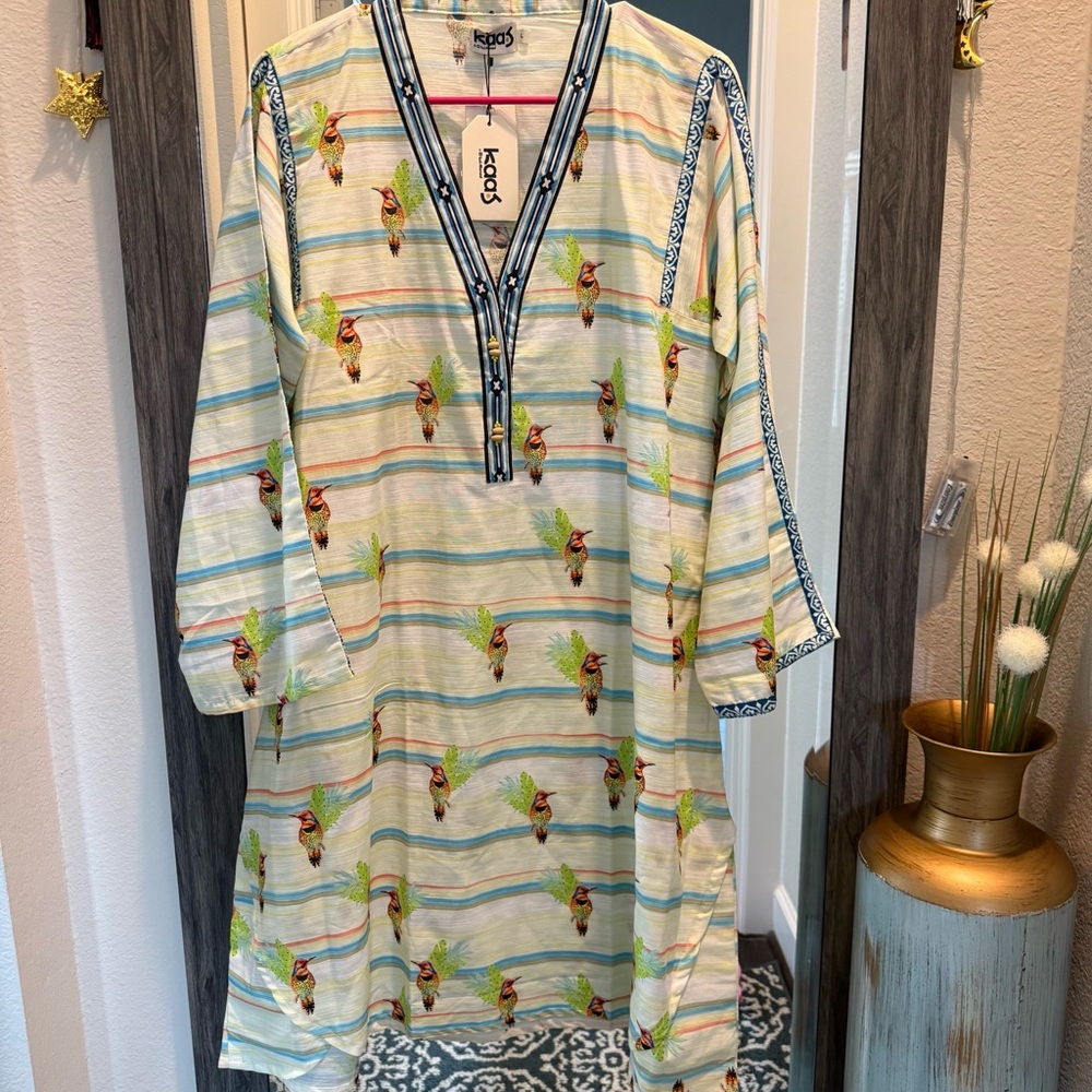 Kaas by Gul Ahmed Kurti - Size Large - Hummingbird Print - NWT